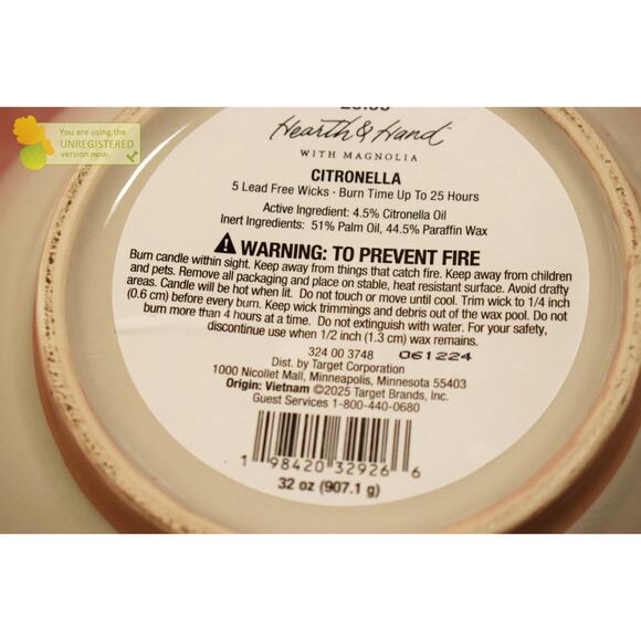 Hearth & Hand with Magnolia Rim Stripe Ceramic Citronella Scented Bowl Candle - Picture 4 of 4